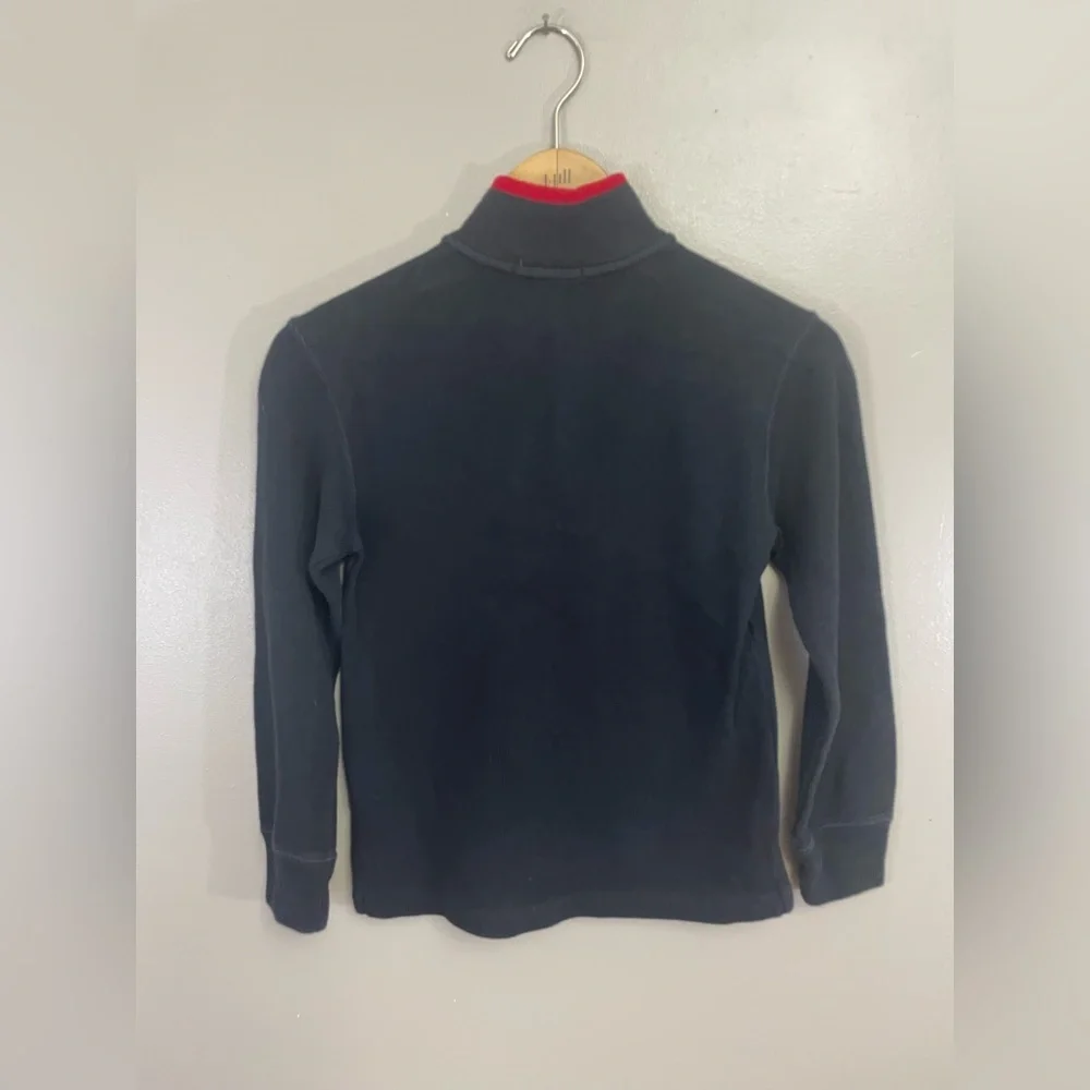Ralph Lauren boys size 8 1/4 zip sweater black red pony